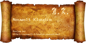 Neuwelt Klaudia névjegykártya